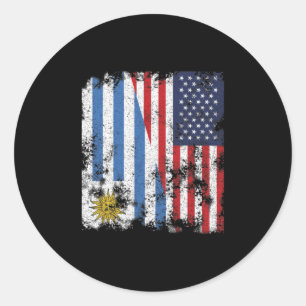 Uruguay USA Flag - Halb Amerika Runder Aufkleber