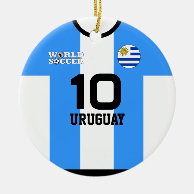 Uruguay World Soccer Jersey Ornament (Vorne)