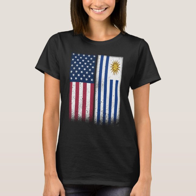 Uruguayan Flag USA And Uruguay Flags Proud Uruguay T-Shirt (Vorderseite)