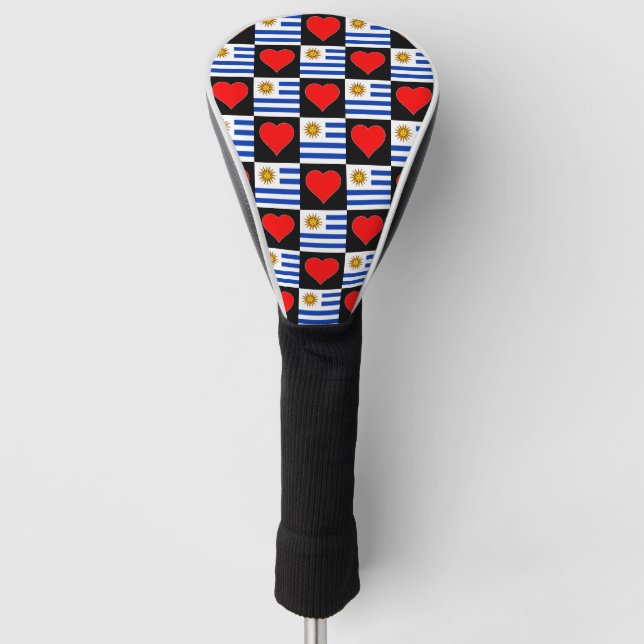Uruguayan Golf Lover Herz und Flag Spaß Uruguay Golf Headcover (Vorderseite)
