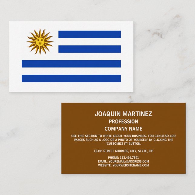 Uruguayische Flagge, Flagge Visitenkarte (Vorne/Hinten)
