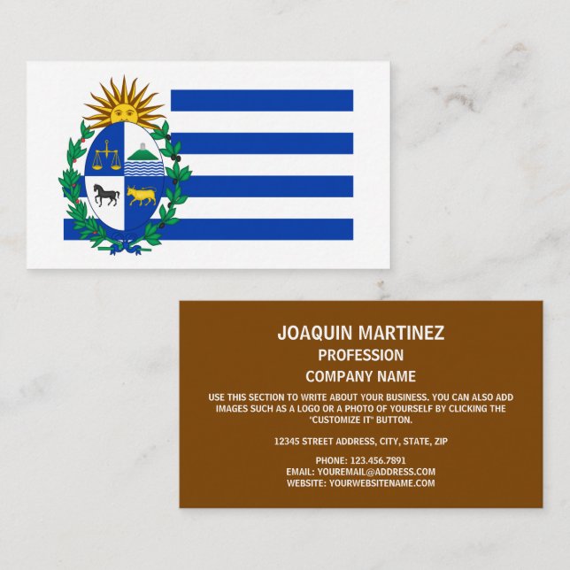 Uruguayische Flagge und Wappen, Flagge Uruguays Visitenkarte (Vorne/Hinten)