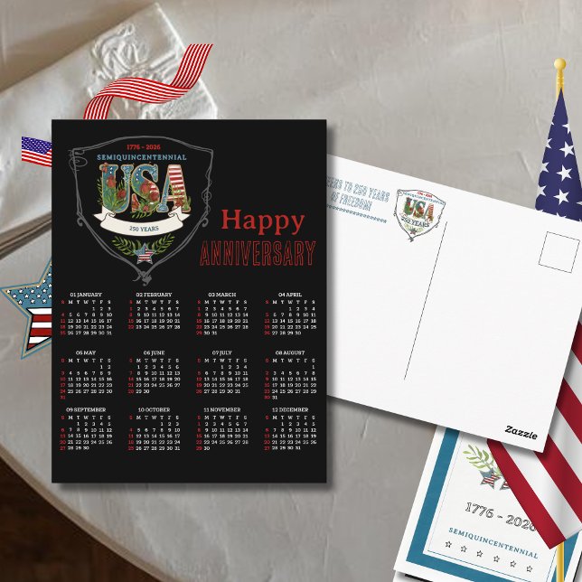 US 250 2026 Semiquincentennial Botanical Calendar  Postkarte (US 250 2026 Semiquincentennial Botanical Calendar Postcard)