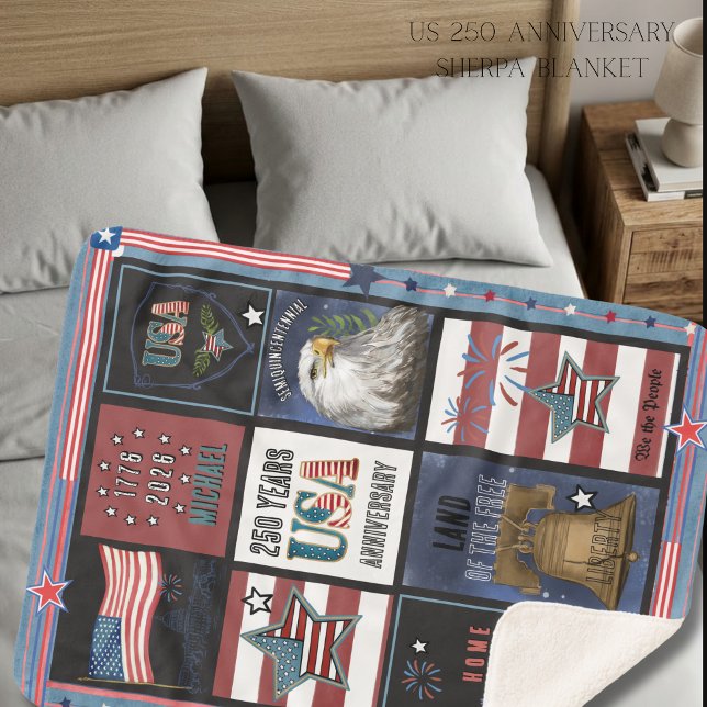 US 250 American Icons Premium Grid  Sherpadecke (US 250 American Icons Premium Grid Sherpa Blanket)