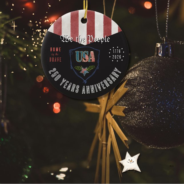 US 250 Home of the Brave Eagle Keramik Ornament (US 250 Home of the Brave Eagle Ceramic Ornament)