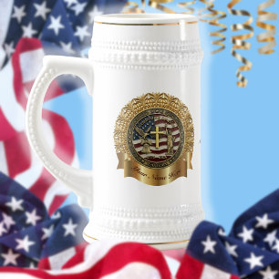 US 250-Jahr-Jubiläums-Sonder-Goldrahmen-Siegel Bierglas