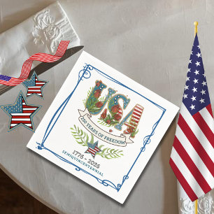 US 250 Jahre Freiheit Aquarell 4. Juli Serviette