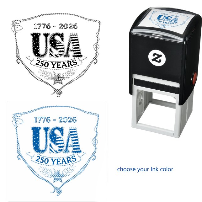 US 250 Jahre Freiheit Personalisierter Quadratstem Permastempel (US 250 Years of Freedom Personalized Square Stamp)