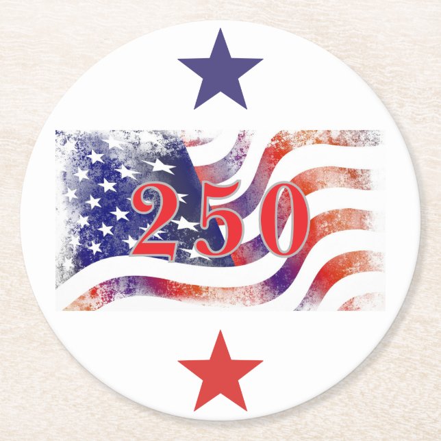 US 250. Jubiläum Runder Pappuntersetzer (Vorderseite)
