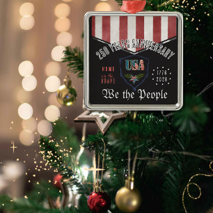 US 250 Wir, das Volk, Patriotisches Jubiläumsquadr Ornament Aus Metall