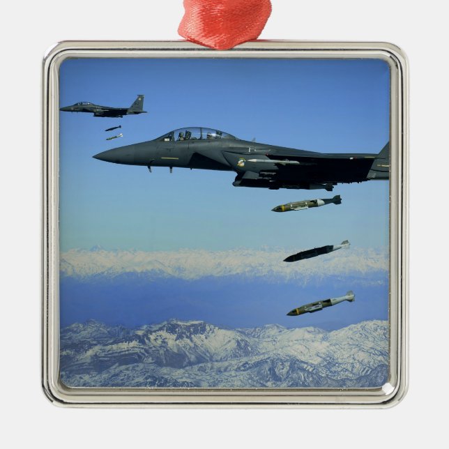 US Air Force F-15E Strike Eagle Flugzeug Ornament Aus Metall (Vorne)