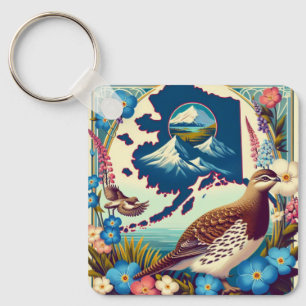US-Alaska Staat Bird und Blume Design Schlüsselanhänger