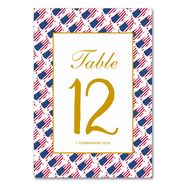 US AMERICA Banquet Celebration Wedding Tischnummer (Vorderseite)