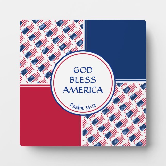 US AMERICA FLAG Patriotische Schrift GOD BLESS Fotoplatte (Vorderseite)