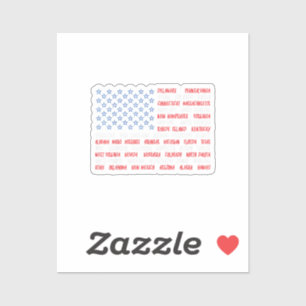 US American Flag Alle 50 Staat-Namen Aufkleber
