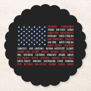US American Flag Alle 50 Staat-Namen Untersetzer