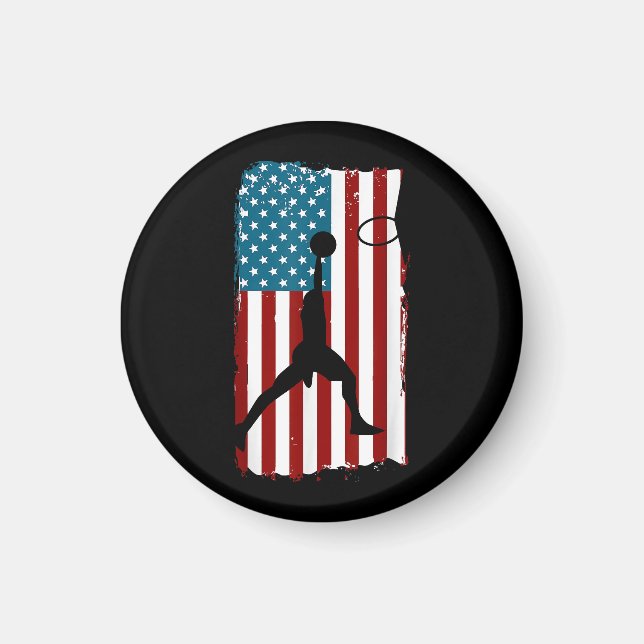 US American Flag Basketball Patriotic Athlete Prin Magnet (Vorne)