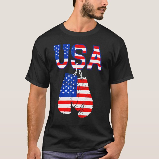 US American Flag Boxing Gloves Amerikanische Unabh T-Shirt (Vorderseite)
