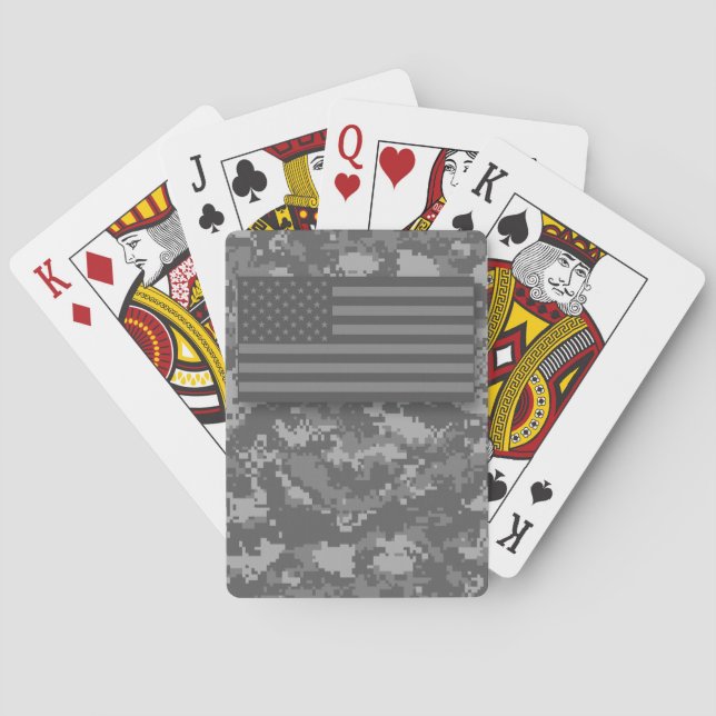 US American Flag Gray Night Camouflage Spielkarten (Rückseite)