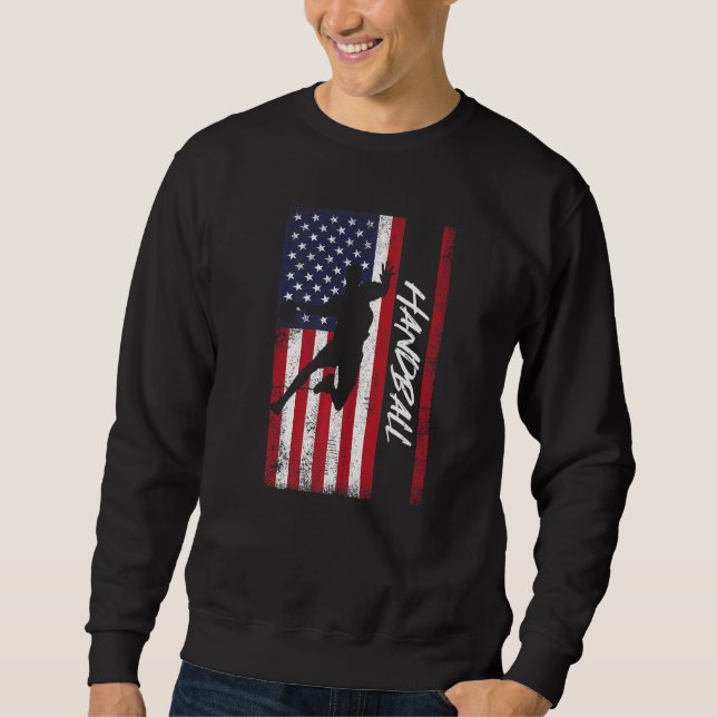 US American Flag Handball Player Handballer Ball S Sweatshirt (Vorderseite)