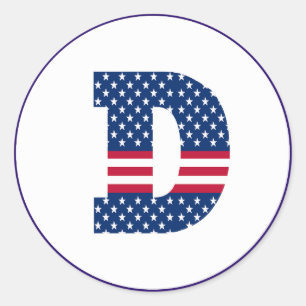 US American Flag Letter D Runder Aufkleber