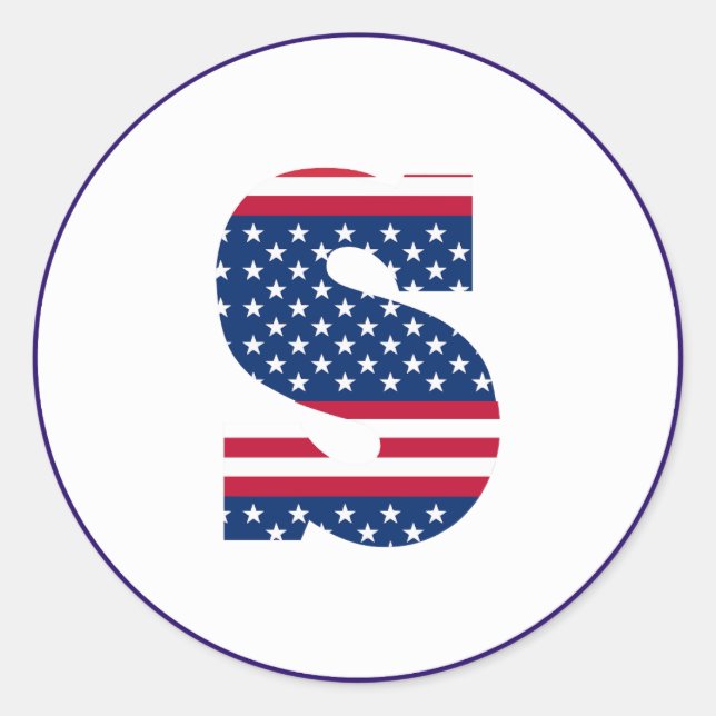 US American Flag Letter S Runder Aufkleber (Vorderseite)