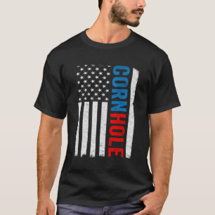 US American Flag Mais Hole Bean Bag Toss Player Co T-Shirt