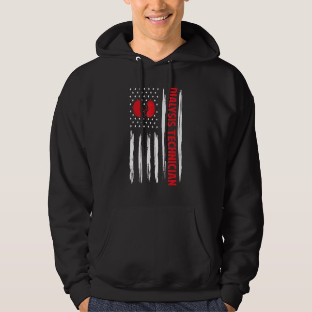 US American Flag Nephrology Hemodialysis Technicia Hoodie (Vorderseite)