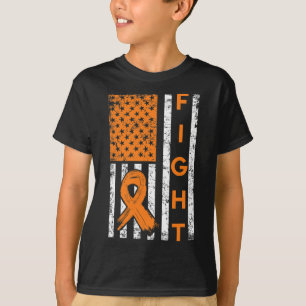 US American Flag Orange Ribbon Leukemia Bewusstsei T-Shirt