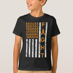 US American Flag Orange Ribbon Leukemia Bewusstsei T-Shirt