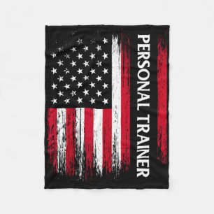 US American Flag Personal Trainer Fitness Instruct Fleecedecke
