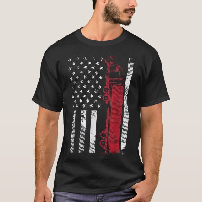 US American Flag Semi Truck Driver 18 Wheeler Truc T-Shirt (Vorderseite)