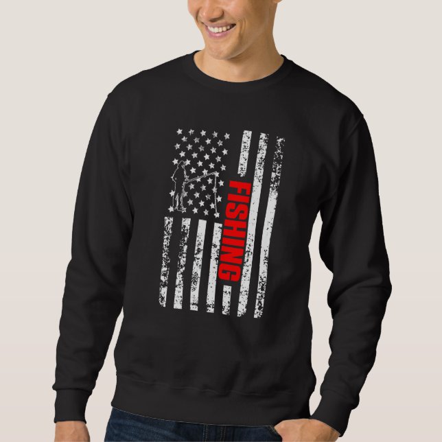 US American Flag Sports Patriotic Fishing Premium Sweatshirt (Vorderseite)