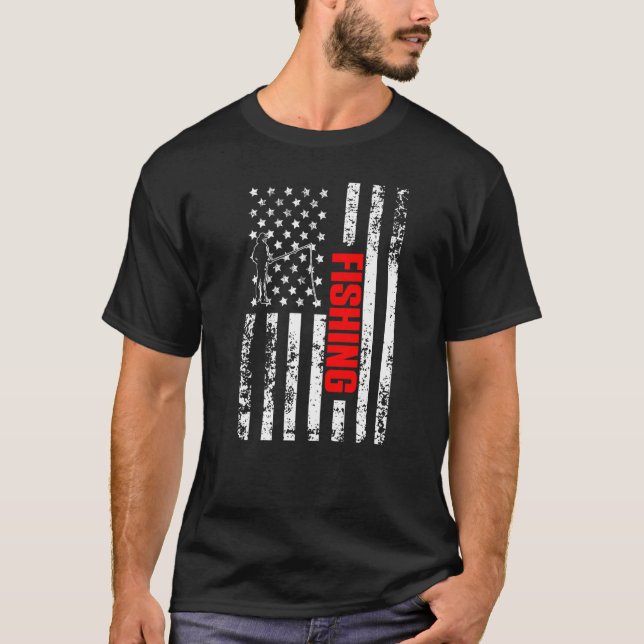 US American Flag Sports Patriotic Fishing Premium T-Shirt (Vorderseite)