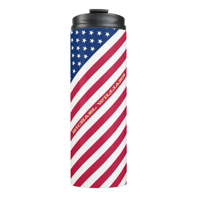 US American Flag Stars Streifen Custom Mit Monogra Thermosbecher (Vorderseite)
