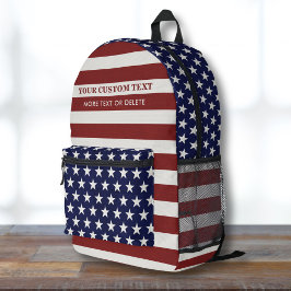 US American Flag Stars Stripes Personalisiert Text Bedruckter Rucksack
