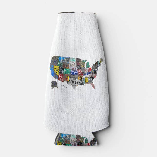 US American United Staaten Map Flag License Plate Flaschenkühler (Vorderseite)