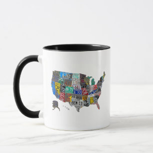 US American United Staaten Map Flag License Plate Tasse