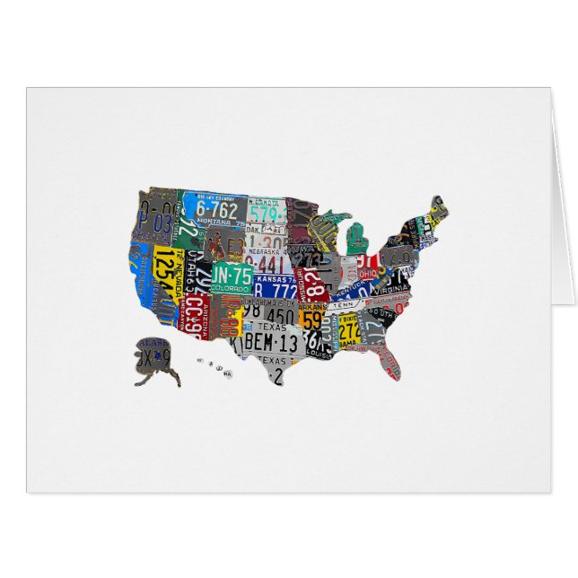US American United Staaten Map Flag Lizenzschild A (Vorderseite (Horizontal))