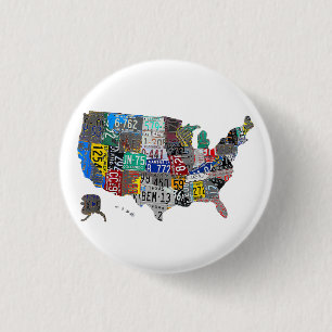 US American United Staaten Map Flag Lizenzschild A Button