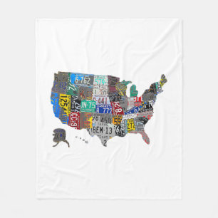 US American United Staaten Map Flag Lizenzschild A Fleecedecke