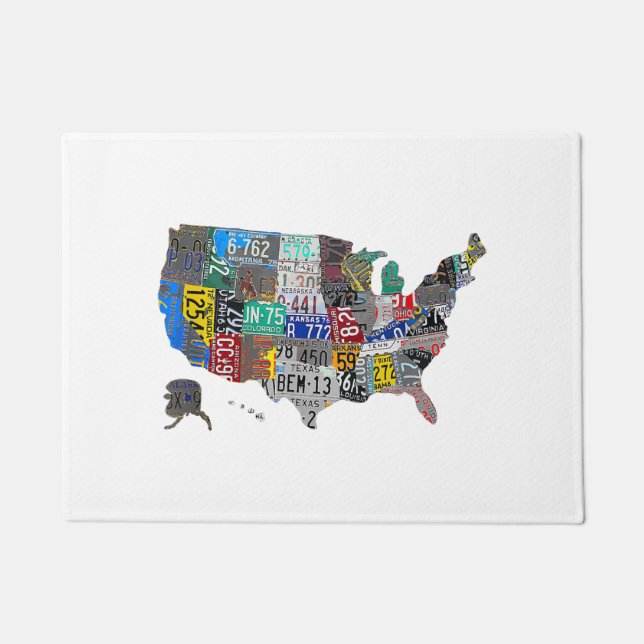 US American United Staaten Map Flag Lizenzschild A Fußmatte (Vorderseite)