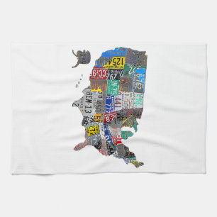 US American United Staaten Map Flag Lizenzschild A Geschirrtuch