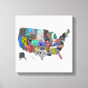 US American United Staaten Map Flag Lizenzschild A Leinwanddruck