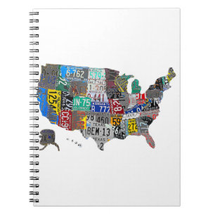US American United Staaten Map Flag Lizenzschild A Notizblock
