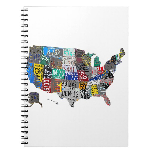 US American United Staaten Map Flag Lizenzschild A Notizblock (Vorderseite)