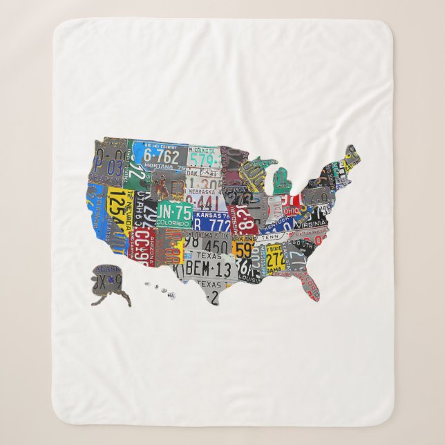 US American United Staaten Map Flag Lizenzschild A Sherpadecke (Vorderseite)