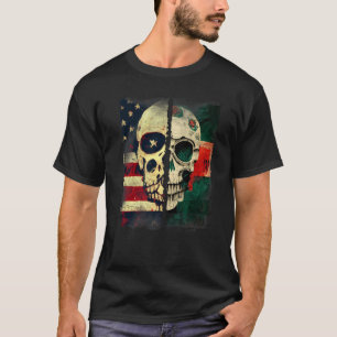 US Amerika Flaggenmexikanische Flagge Skull Roots T-Shirt