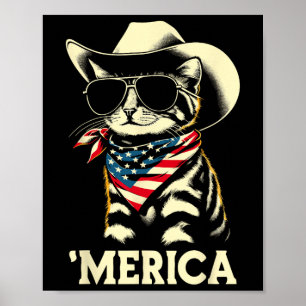 US Amerika Katze 4. Juli Männer Frauen Kinder Funn Poster