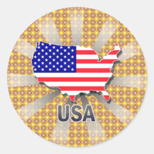 US-amerikanische Flag-Karte 2.0 Runder Aufkleber